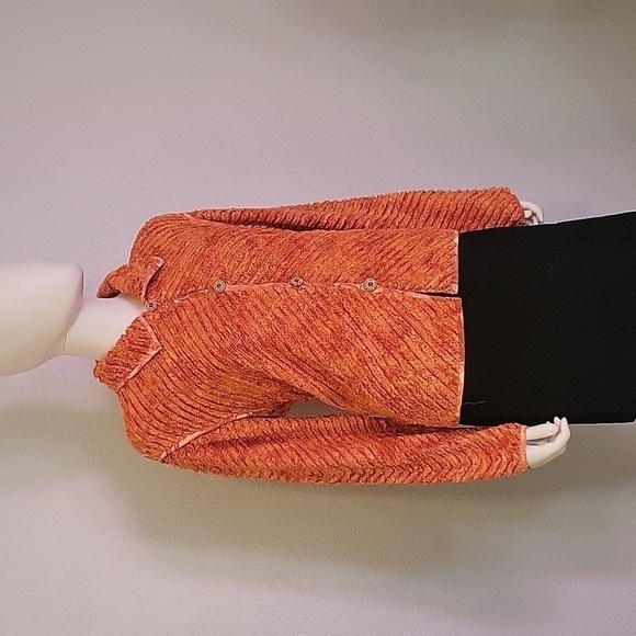 Vtg CASUAL STUDIO Orange Terrycloth Button Down Blazer Shacket - Picture 2 of 8